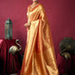 Rajwada Orange Silk Blend Solid Saree For Women