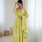 Rajwada Lime Green  Stitched Gown With Dupatta For Women