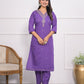 Rajwada Purple Silk Blend Embroidered Stitched Kurta Set For Women