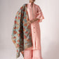 Rajwada Peach Tusser Silk Lace work Semi-Stitched Kurta Set For Women
