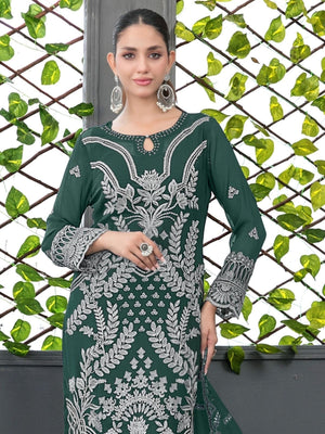 Rajwada Teal Green Silk Blend Embroidered Semi-Sitched Kurta Set For Women