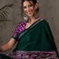 Rajwada Green And Purple Silk Blend Printed Elegant Saree For Women