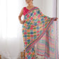 Rajwada Multicolor Chinon Printed Saree With Unstitched Blouse For Women