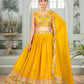 Rajwada Yellow Georgette Embroidered Semi-Stitched lehenga For Women