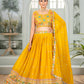 Rajwada Yellow Georgette Embroidered Semi-Stitched lehenga For Women