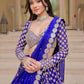 Rajwada Royal Blue Georgette Embellished Semi Stitched Lehenga For Women