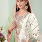 Rajwada White Georgette Embellished Semi Stitched Kurta Set For Women