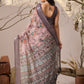 Rajwada Grey Linen Cotton Printed Saree For Women