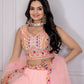 Rajwada Pink Georgette Embroidered Semi-Stitched lehenga For Women