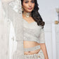 Rajwada White Soft Net Embellished Semi-Stitched Lehenga With Unstitched Blouse For Women
