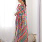 Rajwada Multicolor Chinon Printed Saree With Unstitched Blouse For Women