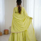 Rajwada Lime Green  Stitched Gown With Dupatta For Women