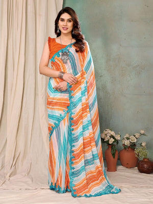 Rajwada Multicolor Georgette Embroidered Saree For Women