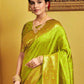 Rajwada Lime Green Silk Blend Woven Pithani Saree For Women