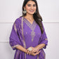 Rajwada Purple Silk Blend Embroidered Stitched Kurta Set For Women