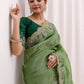 Rajwada Olive Silk Blend Embroidered Solid Saree For Women