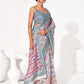 Rajwada Off White Cotton Linen Solid Printed Saree For Women