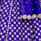 Rajwada Royal Blue Georgette Embellished Semi Stitched Lehenga For Women