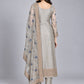 Grey Silk Blend Embellished Kurta Set