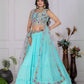Rajwada Sky Blue Georgette Embroidered Semi-Stitched lehenga For Women