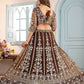 Rajwada Brown Net Sequence Embroidered Semi-Stitched Lehenga For Women