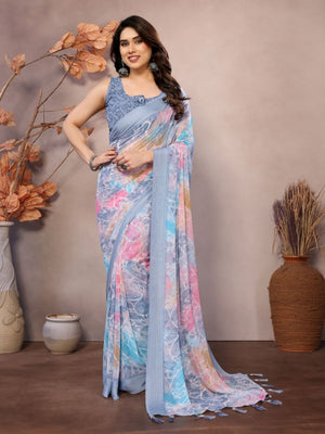 Rajwada Multicolor Georgette Printed Saree For Women