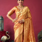 Rajwada Orange Silk Blend Solid Saree For Women