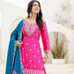 Rajwada Pink Chiffon Embroidered Stitched Kurta Set For Women