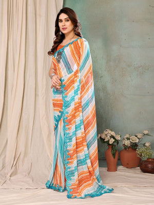 Rajwada Multicolor Georgette Embroidered Saree For Women