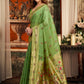 Rajwada Light Green Silk Blend Solid Saree For Women