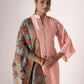 Rajwada Peach Tusser Silk Lace work Semi-Stitched Kurta Set For Women