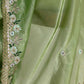 Rajwada Olive Silk Blend Embroidered Solid Saree For Women