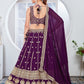 Rajwada Purple Georgette Thread & Sequins Embroidered Semi-Stitched Lehenga For Women