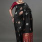 Rajwada Black Silk Blend Woven Saree For Women