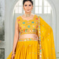 Rajwada Yellow Georgette Embroidered Semi-Stitched lehenga For Women
