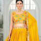 Rajwada Yellow Georgette Embroidered Semi-Stitched lehenga For Women
