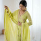 Rajwada Lime Green  Stitched Gown With Dupatta For Women