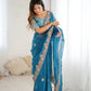 Rajwada Blue Silk Blend Solid Saree For Women