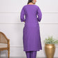 Rajwada Purple Silk Blend Embroidered Stitched Kurta Set For Women