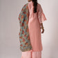 Rajwada Peach Tusser Silk Lace work Semi-Stitched Kurta Set For Women