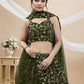 Rajwada Green Georgette Embroidered Semi-Stitched Lehenga For Women