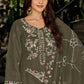 Rajwada Green Georgette Embellished Semi-Stitched Kurta Set For Women
