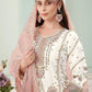 Rajwada White Georgette Embellished Semi Stitched Kurta Set For Women