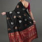 Rajwada Black Silk Blend Woven Saree For Women