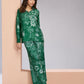 Rajwada Green Linen Printed Stitched Co-Ord Set For Women