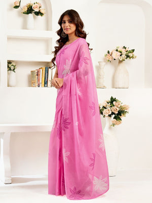 Rajwada Light Pink Cotton Linen Zari Work Saree For Women
