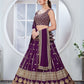 Rajwada Purple Georgette Thread & Sequins Embroidered Semi-Stitched Lehenga For Women