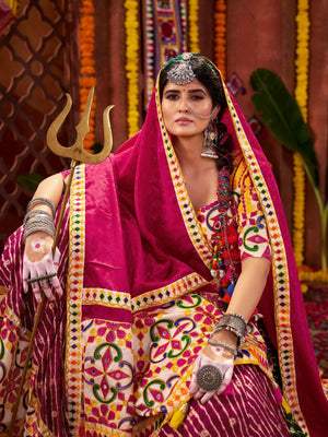 Rajwada Multicolor Viscose Cotton Semi-Stitched lehenga With Stunning Tassels For Women