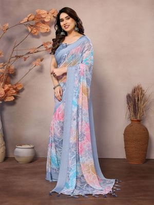 Rajwada Multicolor Georgette Printed Saree For Women