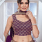 Rajwada Purple Georgette Thread & Sequins Embroidered Semi-Stitched Lehenga For Women